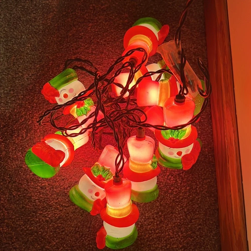 Vintage Snowmen Lights Ten Lights Working
